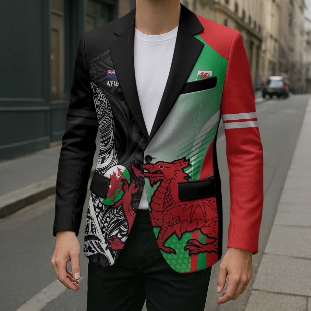 New Zealand and Wales Rugby Custom Blazer Aotearoa All Black Combine Welsh Dragon - Aussie Hoodie