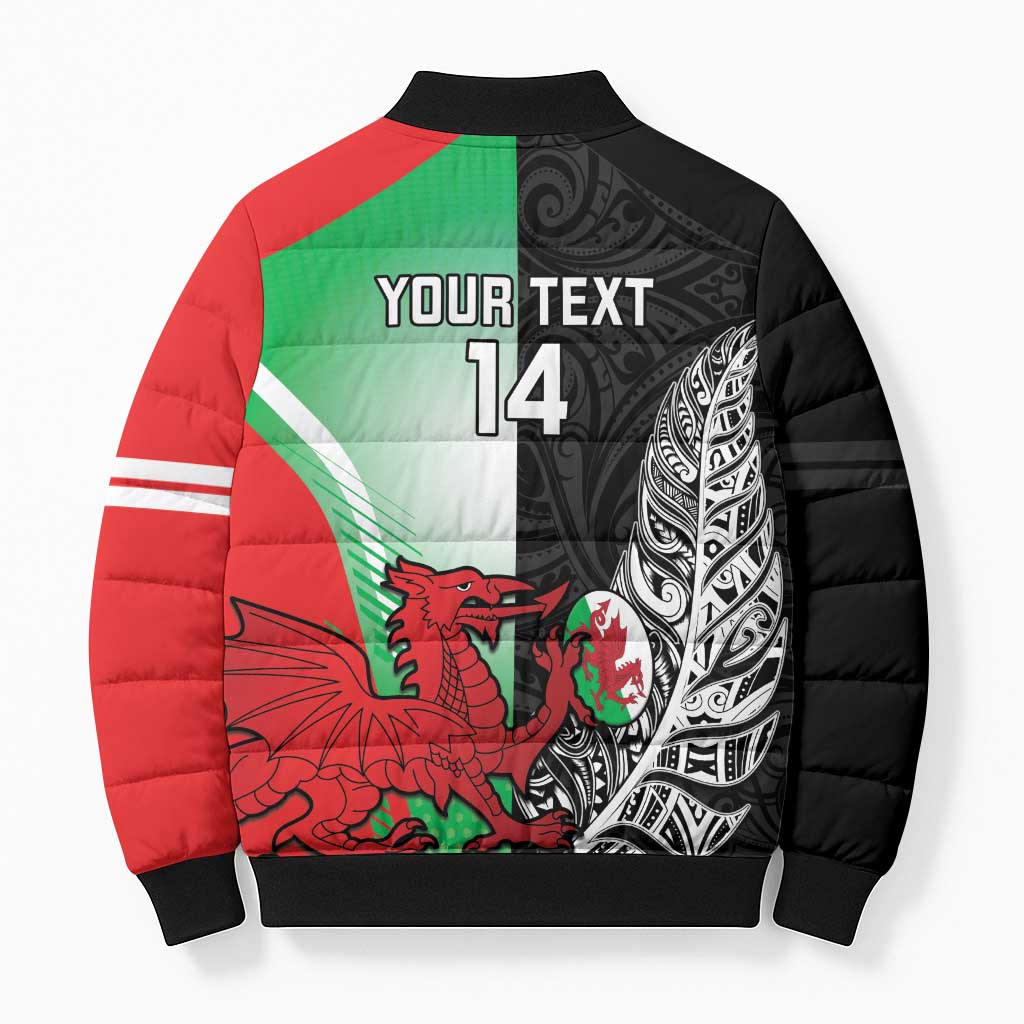 New Zealand and Wales Rugby Custom Bomber Puffer Jacket Aotearoa All Black Combine Welsh Dragon - Aussie Hoodie