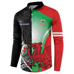New Zealand and Wales Rugby Custom Button Sweatshirt Aotearoa All Black Combine Welsh Dragon - Aussie Hoodie