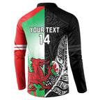 New Zealand and Wales Rugby Custom Button Sweatshirt Aotearoa All Black Combine Welsh Dragon - Aussie Hoodie