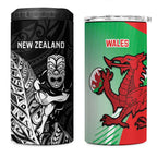 New Zealand and Wales Rugby Custom 4 in 1 Can Cooler Tumbler Aotearoa All Black Combine Welsh Dragon - Aussie Hoodie