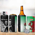 New Zealand and Wales Rugby Custom 4 in 1 Can Cooler Tumbler Aotearoa All Black Combine Welsh Dragon - Aussie Hoodie