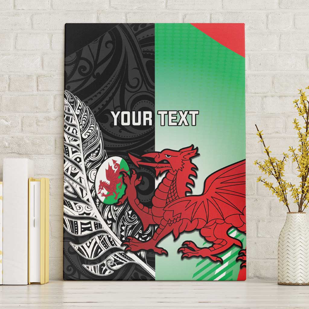 New Zealand and Wales Rugby Custom Canvas Wall Art Aotearoa All Black Combine Welsh Dragon - Aussie Hoodie