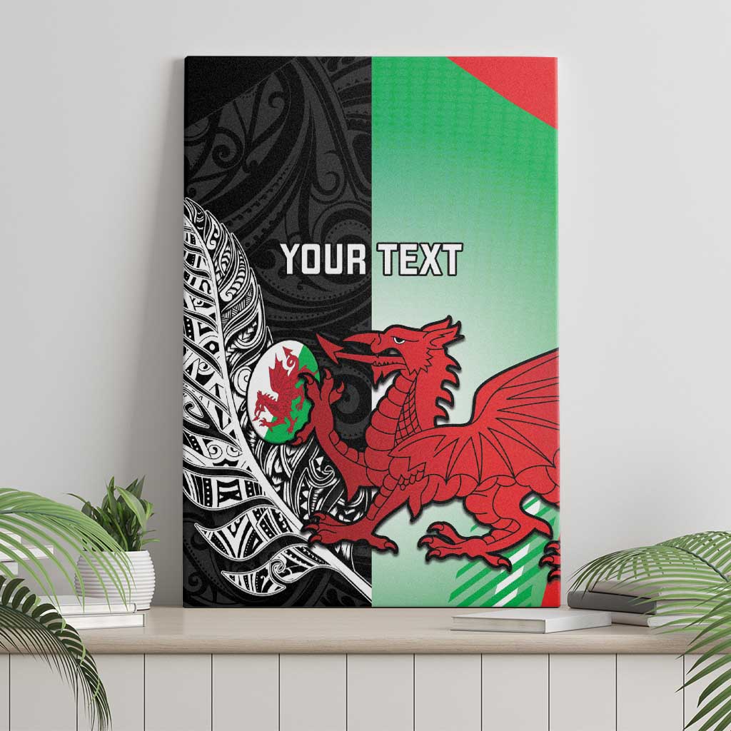 New Zealand and Wales Rugby Custom Canvas Wall Art Aotearoa All Black Combine Welsh Dragon - Aussie Hoodie