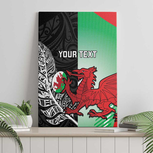New Zealand and Wales Rugby Custom Canvas Wall Art Aotearoa All Black Combine Welsh Dragon - Aussie Hoodie