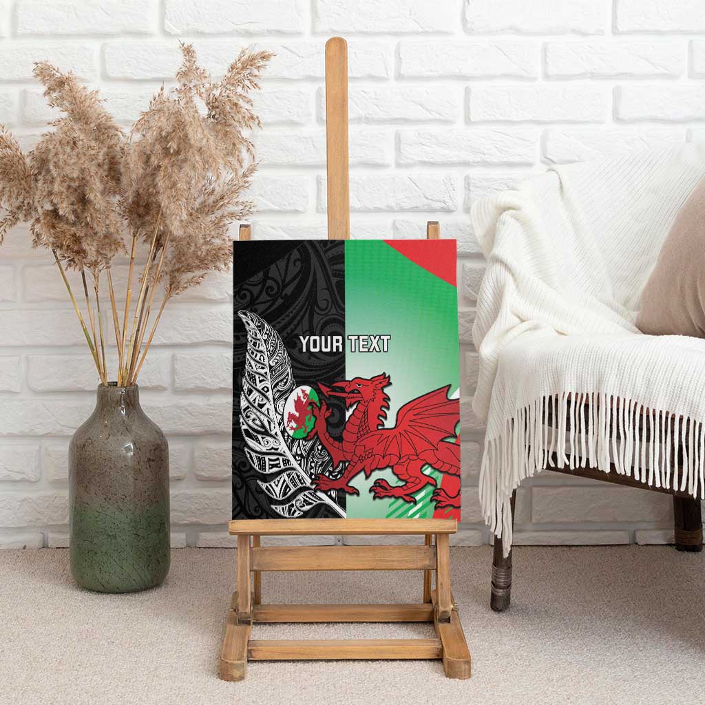 New Zealand and Wales Rugby Custom Canvas Wall Art Aotearoa All Black Combine Welsh Dragon - Aussie Hoodie
