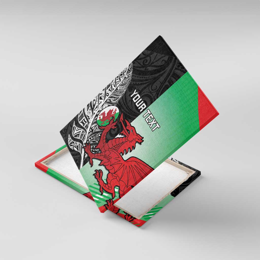 New Zealand and Wales Rugby Custom Canvas Wall Art Aotearoa All Black Combine Welsh Dragon - Aussie Hoodie