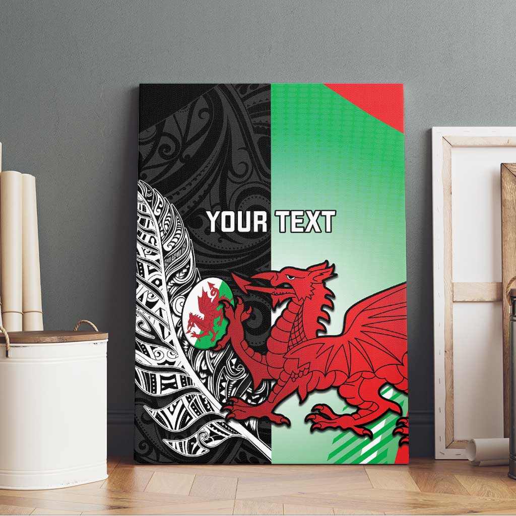New Zealand and Wales Rugby Custom Canvas Wall Art Aotearoa All Black Combine Welsh Dragon - Aussie Hoodie