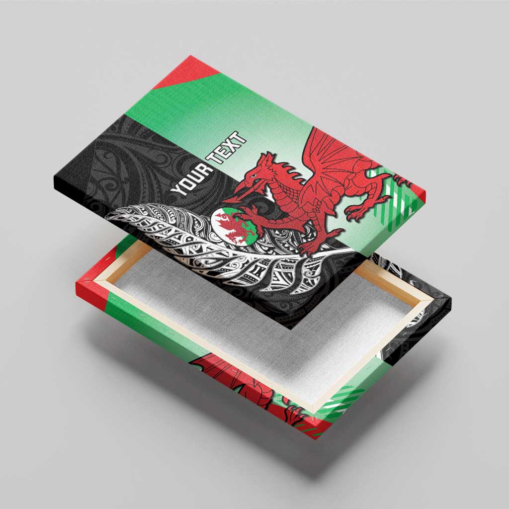 New Zealand and Wales Rugby Custom Canvas Wall Art Aotearoa All Black Combine Welsh Dragon - Aussie Hoodie