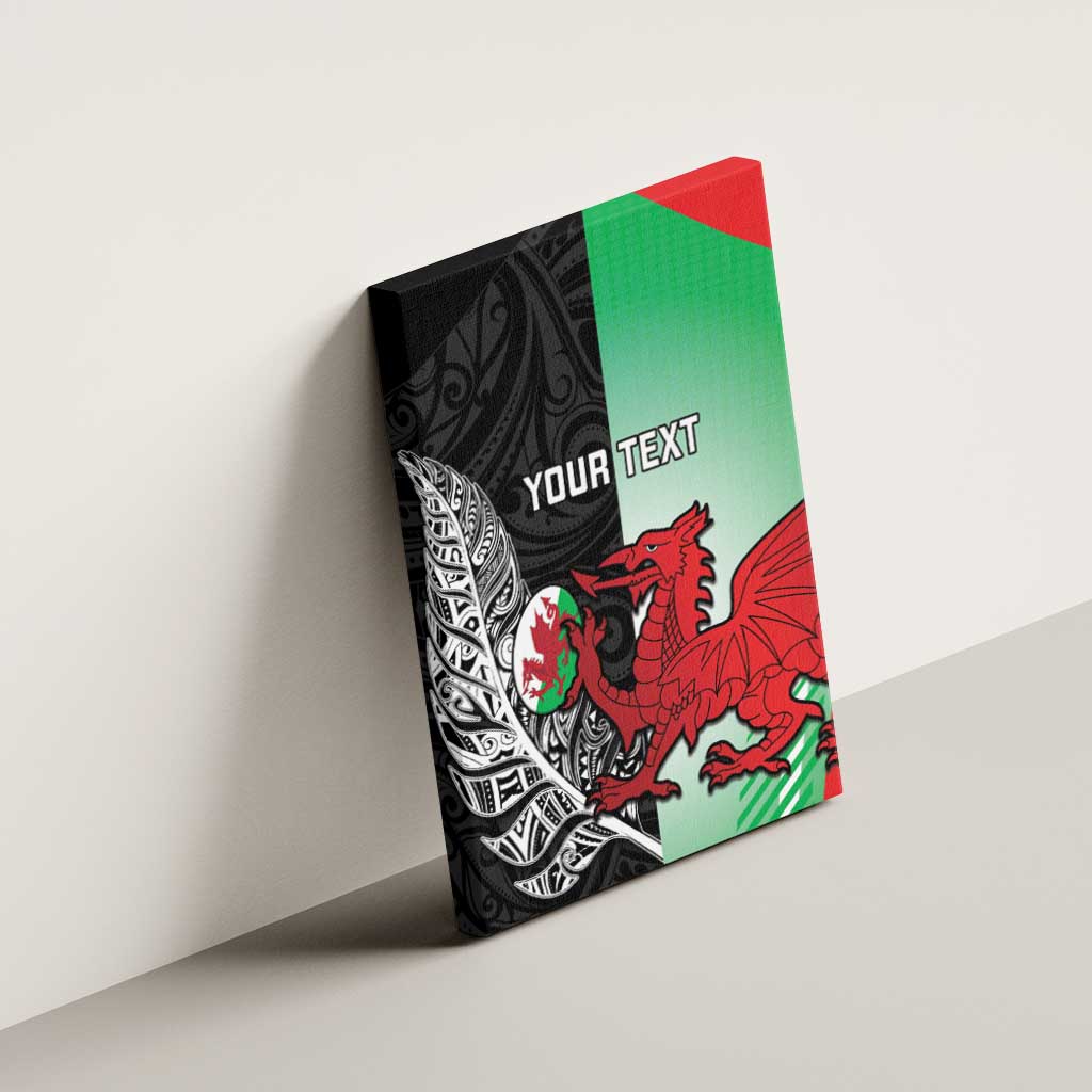 New Zealand and Wales Rugby Custom Canvas Wall Art Aotearoa All Black Combine Welsh Dragon - Aussie Hoodie
