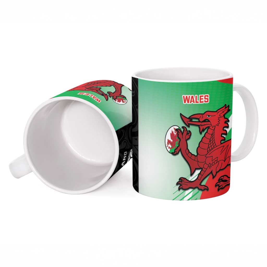 New Zealand and Wales Rugby Custom Ceramic Mug Aotearoa All Black Combine Welsh Dragon - Aussie Hoodie