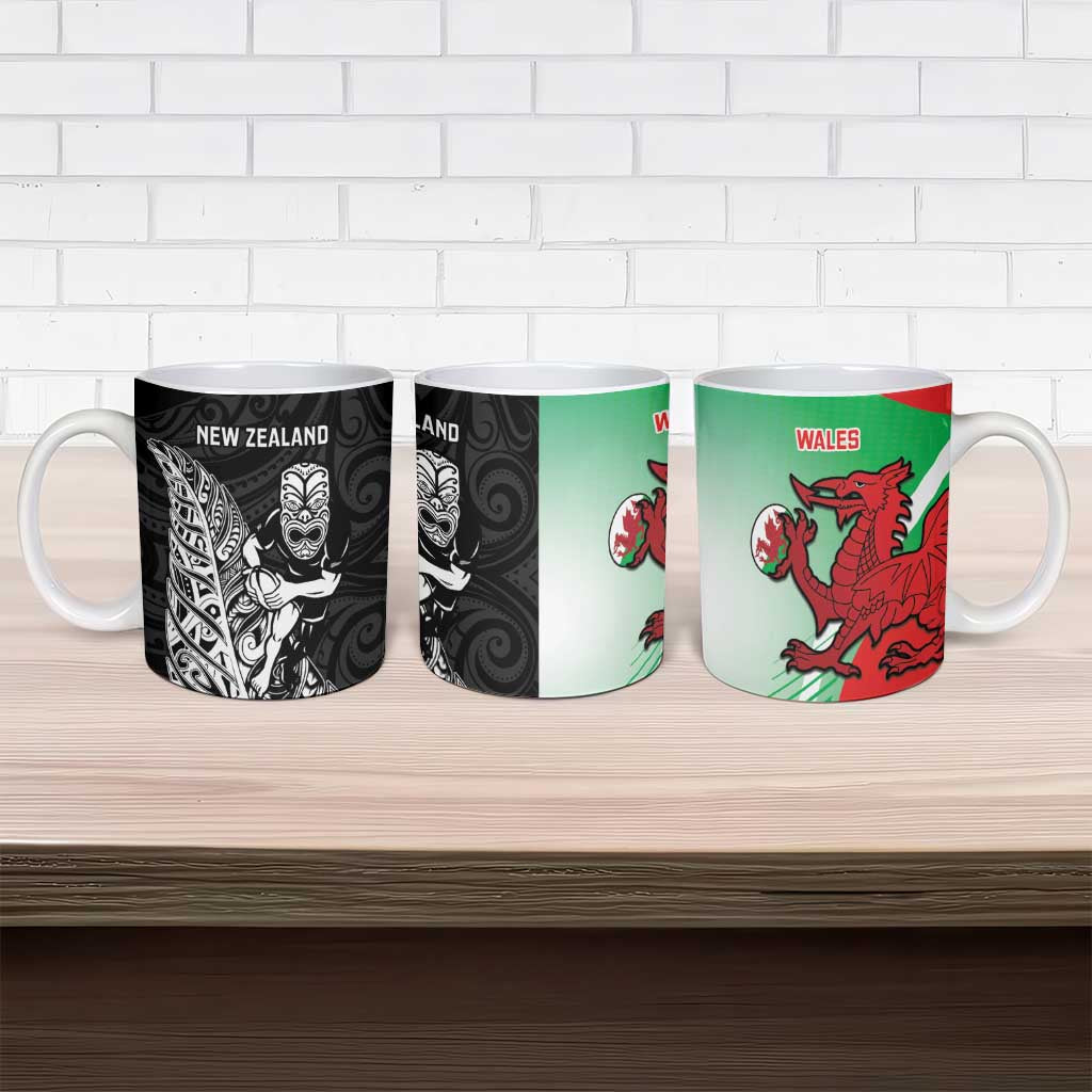 New Zealand and Wales Rugby Custom Ceramic Mug Aotearoa All Black Combine Welsh Dragon - Aussie Hoodie