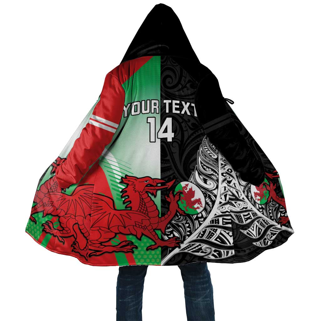 New Zealand and Wales Rugby Custom Cloak Aotearoa All Black Combine Welsh Dragon - Aussie Hoodie