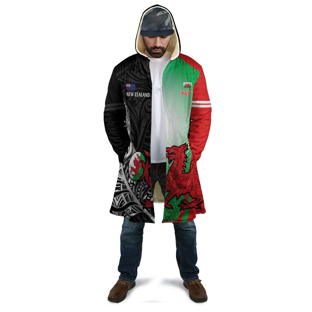 New Zealand and Wales Rugby Custom Cloak Aotearoa All Black Combine Welsh Dragon - Aussie Hoodie