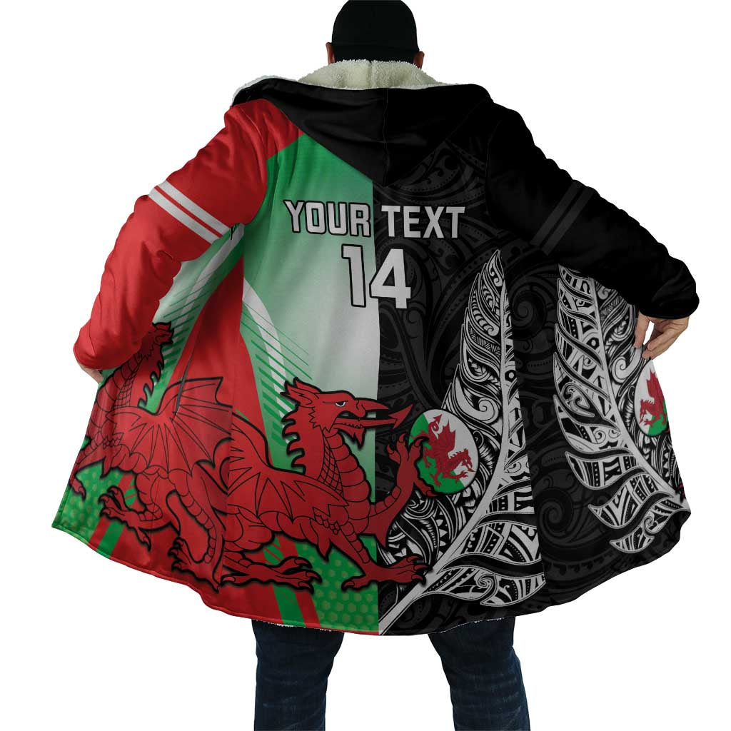 New Zealand and Wales Rugby Custom Cloak Aotearoa All Black Combine Welsh Dragon - Aussie Hoodie