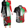 New Zealand and Wales Rugby Custom Couples Matching Long Sleeve Bodycon Dress and Hawaiian Shirt Aotearoa All Black Combine Welsh Dragon - Aussie Hoodie