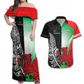 New Zealand and Wales Rugby Custom Couples Matching Off Shoulder Maxi Dress and Hawaiian Shirt Aotearoa All Black Combine Welsh Dragon - Aussie Hoodie