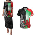 New Zealand and Wales Rugby Custom Couples Matching Puletasi and Hawaiian Shirt Aotearoa All Black Combine Welsh Dragon - Aussie Hoodie
