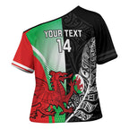 New Zealand and Wales Rugby Custom Cross Shoulder Shirt Aotearoa All Black Combine Welsh Dragon - Aussie Hoodie