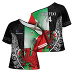 New Zealand and Wales Rugby Custom Cross Shoulder Shirt Aotearoa All Black Combine Welsh Dragon - Aussie Hoodie