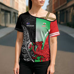 New Zealand and Wales Rugby Custom Cross Shoulder Shirt Aotearoa All Black Combine Welsh Dragon - Aussie Hoodie