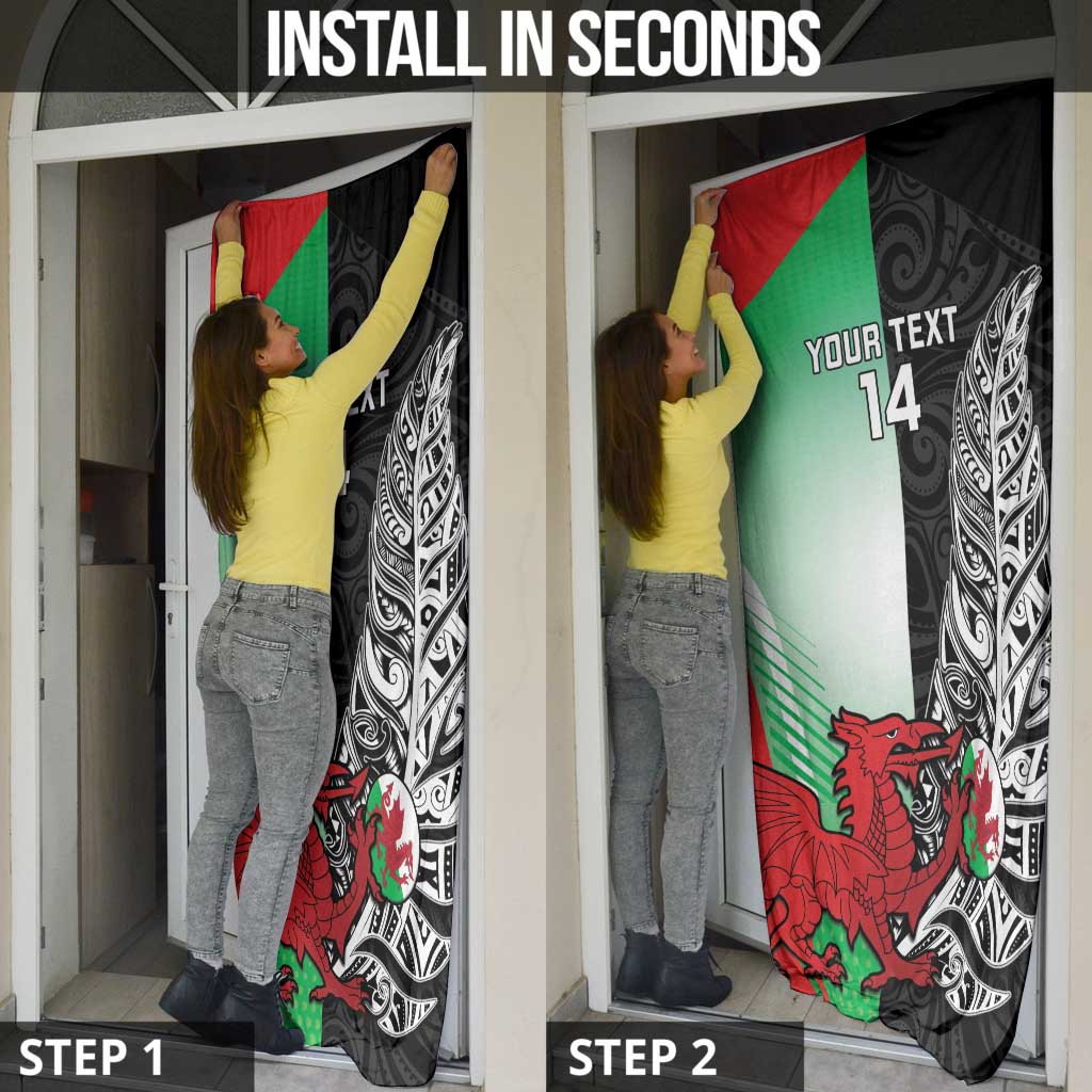 New Zealand and Wales Rugby Custom Door Cover Aotearoa All Black Combine Welsh Dragon - Aussie Hoodie