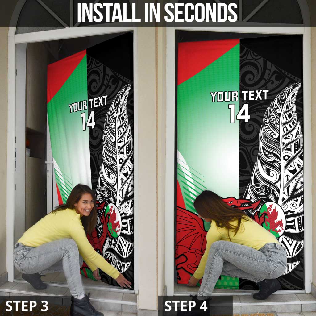 New Zealand and Wales Rugby Custom Door Cover Aotearoa All Black Combine Welsh Dragon - Aussie Hoodie