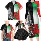 New Zealand and Wales Rugby Custom Family Matching Long Sleeve Bodycon Dress and Hawaiian Shirt Aotearoa All Black Combine Welsh Dragon - Aussie Hoodie