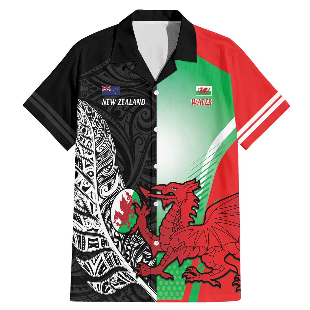 New Zealand and Wales Rugby Custom Family Matching Mermaid Dress and Hawaiian Shirt Aotearoa All Black Combine Welsh Dragon - Aussie Hoodie