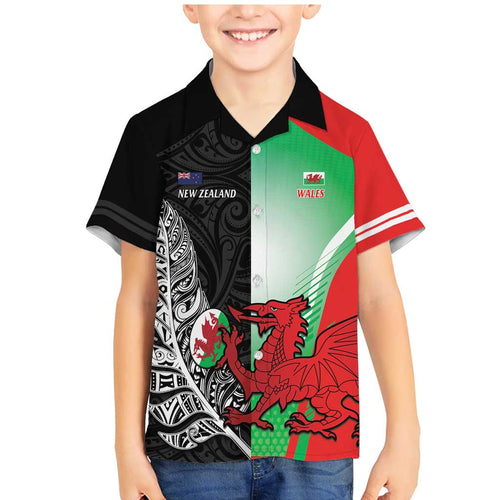 New Zealand and Wales Rugby Custom Family Matching Mermaid Dress and Hawaiian Shirt Aotearoa All Black Combine Welsh Dragon - Aussie Hoodie