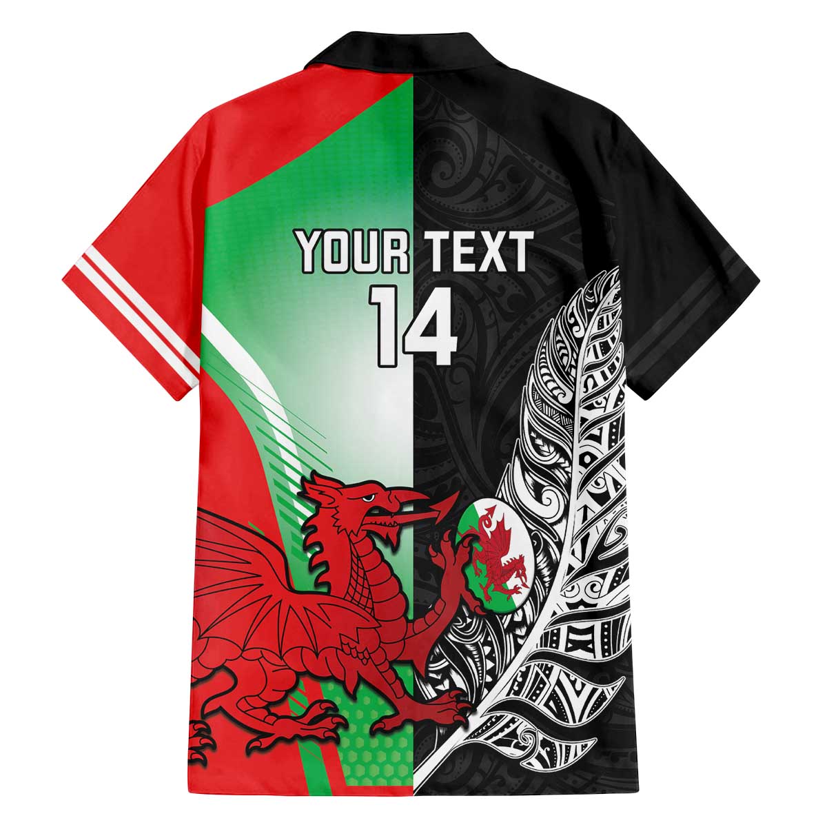New Zealand and Wales Rugby Custom Family Matching Off The Shoulder Long Sleeve Dress and Hawaiian Shirt Aotearoa All Black Combine Welsh Dragon - Aussie Hoodie