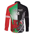New Zealand and Wales Rugby Custom Family Matching Off The Shoulder Long Sleeve Dress and Hawaiian Shirt Aotearoa All Black Combine Welsh Dragon - Aussie Hoodie