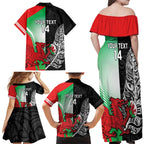 New Zealand and Wales Rugby Custom Family Matching Off Shoulder Maxi Dress and Hawaiian Shirt Aotearoa All Black Combine Welsh Dragon - Aussie Hoodie
