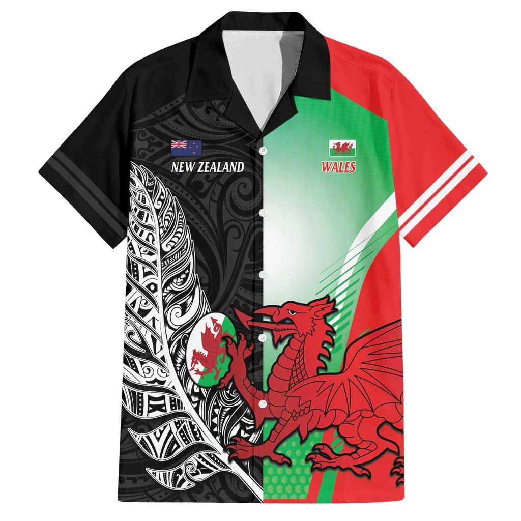 New Zealand and Wales Rugby Custom Family Matching Off Shoulder Maxi Dress and Hawaiian Shirt Aotearoa All Black Combine Welsh Dragon - Aussie Hoodie
