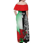 New Zealand and Wales Rugby Custom Family Matching Off Shoulder Maxi Dress and Hawaiian Shirt Aotearoa All Black Combine Welsh Dragon - Aussie Hoodie