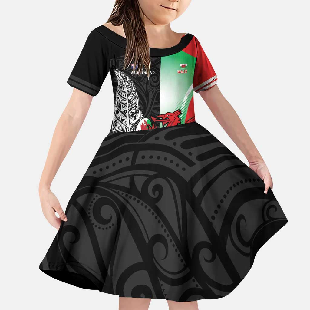 New Zealand and Wales Rugby Custom Family Matching Puletasi and Hawaiian Shirt Aotearoa All Black Combine Welsh Dragon - Aussie Hoodie