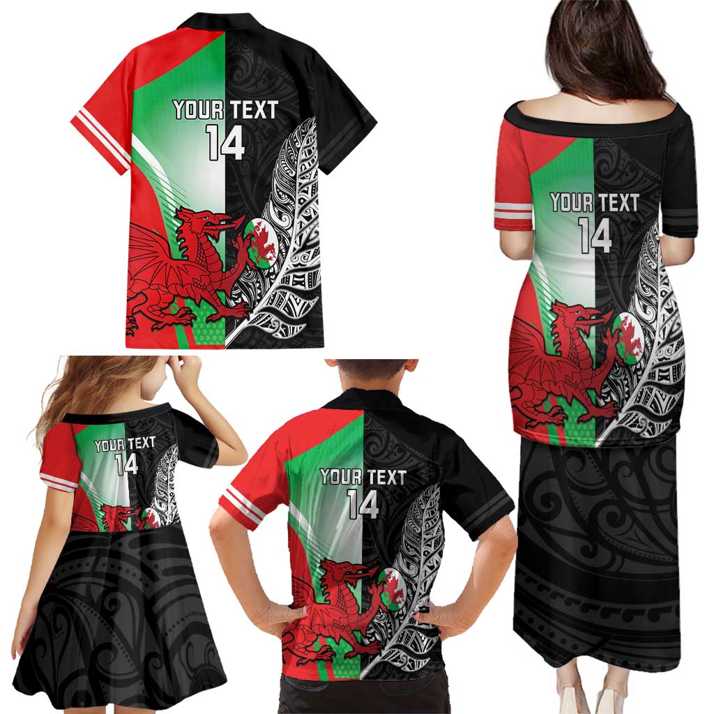 New Zealand and Wales Rugby Custom Family Matching Puletasi and Hawaiian Shirt Aotearoa All Black Combine Welsh Dragon - Aussie Hoodie