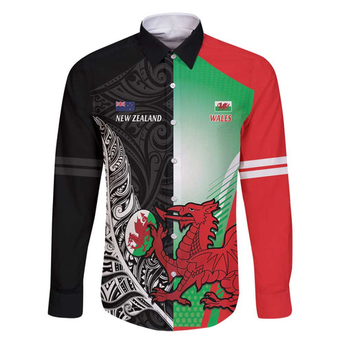 New Zealand and Wales Rugby Custom Family Matching Puletasi and Hawaiian Shirt Aotearoa All Black Combine Welsh Dragon - Aussie Hoodie