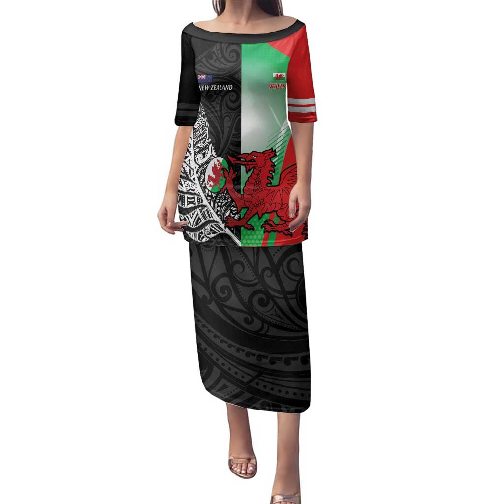 New Zealand and Wales Rugby Custom Family Matching Puletasi and Hawaiian Shirt Aotearoa All Black Combine Welsh Dragon - Aussie Hoodie
