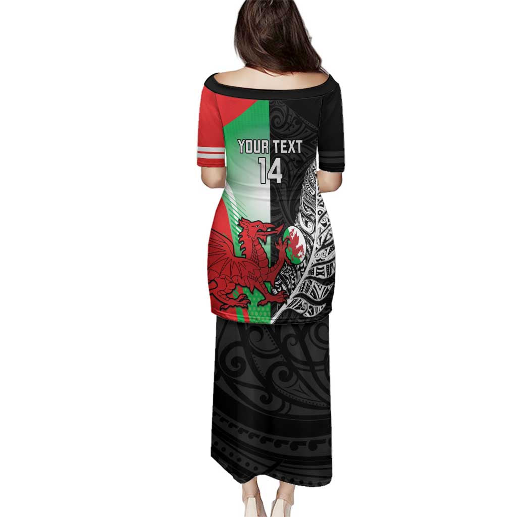 New Zealand and Wales Rugby Custom Family Matching Puletasi and Hawaiian Shirt Aotearoa All Black Combine Welsh Dragon - Aussie Hoodie
