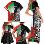 New Zealand and Wales Rugby Custom Family Matching Short Sleeve Bodycon Dress and Hawaiian Shirt Aotearoa All Black Combine Welsh Dragon - Aussie Hoodie