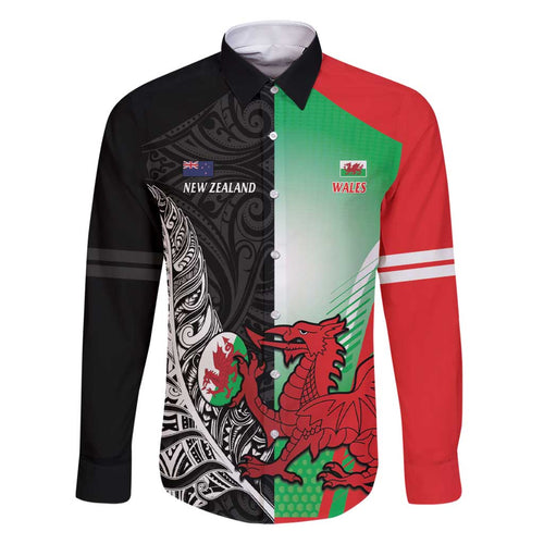 New Zealand and Wales Rugby Custom Family Matching Short Sleeve Bodycon Dress and Hawaiian Shirt Aotearoa All Black Combine Welsh Dragon - Aussie Hoodie