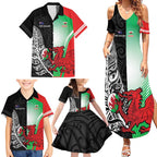 New Zealand and Wales Rugby Custom Family Matching Summer Maxi Dress and Hawaiian Shirt Aotearoa All Black Combine Welsh Dragon - Aussie Hoodie