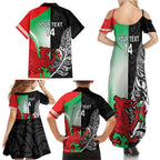 New Zealand and Wales Rugby Custom Family Matching Summer Maxi Dress and Hawaiian Shirt Aotearoa All Black Combine Welsh Dragon - Aussie Hoodie