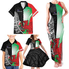 New Zealand and Wales Rugby Custom Family Matching Tank Maxi Dress and Hawaiian Shirt Aotearoa All Black Combine Welsh Dragon - Aussie Hoodie