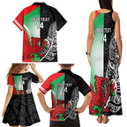 New Zealand and Wales Rugby Custom Family Matching Tank Maxi Dress and Hawaiian Shirt Aotearoa All Black Combine Welsh Dragon - Aussie Hoodie
