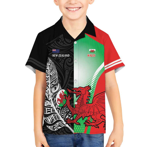 New Zealand and Wales Rugby Custom Family Matching Tank Maxi Dress and Hawaiian Shirt Aotearoa All Black Combine Welsh Dragon - Aussie Hoodie