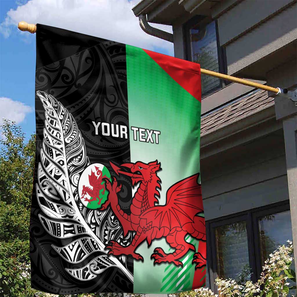 New Zealand and Wales Rugby Custom Garden Flag Aotearoa All Black Combine Welsh Dragon - Aussie Hoodie