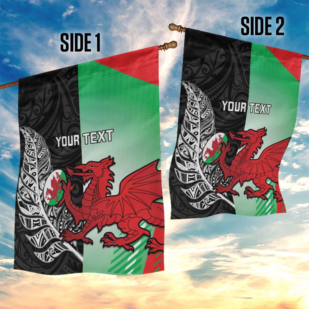 New Zealand and Wales Rugby Custom Garden Flag Aotearoa All Black Combine Welsh Dragon - Aussie Hoodie