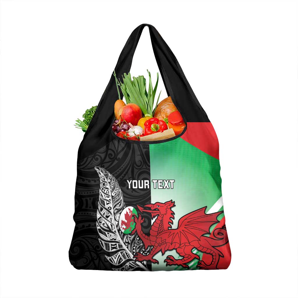 New Zealand and Wales Rugby Custom Grocery Bag Aotearoa All Black Combine Welsh Dragon - Aussie Hoodie
